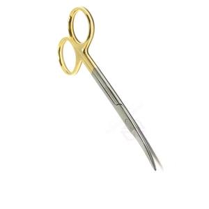 Ciseaux dentaires manuels personnalisables 115 mm, lames courbées semi-plaquées or, acier inoxydable, outil chirurgical certifié CE - Product Image 5