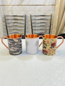 Tasse en cuivre gravée avec logo personnalisé de forme cylindrique avec paille de finition en cuivre brillant - Product Image 2