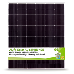 Panneau solaire monocristallin bifacial de type N haute efficacité ALife Solar AL-66HBD-495 600W - Product Image 2
