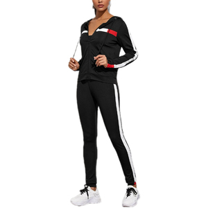 ชุดวอร์ม2ชิ้นมีฮู้ดสำหรับผู้หญิง, ชุดวอร์มกางเกงวิ่งพร้อมกระเป๋าสีพื้นสำหรับฤดูหนาว - Product Image 3