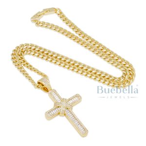 Colgante de Hip Hop de plata 925 personalizado Iced Out con moissanita de diamante DISEÑO DE Baguette cruzado personalizado para moda callejera - Product Image 3