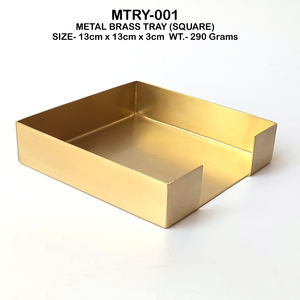Bandeja Metálica Cuadrada Hecha a Mano con Recubrimiento de Latón para Servir Servilletas en Fiestas Navideñas, Precio de Fábrica al por Mayor en India - Product Image 5