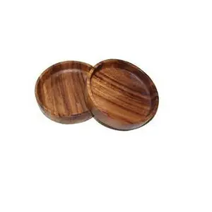 ที่รองแก้วไม้สำหรับชงชาไม้วอลนัททรงกลมพิมพ์ลายเสื่อและแผ่นรองสำหรับชงชาในบ้านและตอนเย็นของดีไซน์เนอร์แฮนด์เมด - Product Image 1