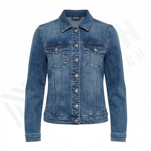 Veste en jean sur mesure pour femme, manches longues, automne-hiver, coton respirant, design uni, élégante, manteau tendance, haute qualité - Product Image 1