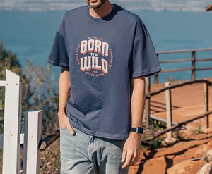 T-shirt en coton 100% tricoté pour homme, style HIGH STREET, imprimé lettres, lavage à l'acide, manches régulières, coupe ample, couche d'air lourde, été - Product Image 2