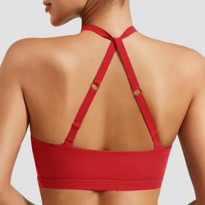 Soutiens-gorge de sport pour femmes dos ouvert entraînement Gym Fitness soutien-gorge rembourré Impact moyen Yoga hauts avec bretelles arrière réglables - Product Image 3
