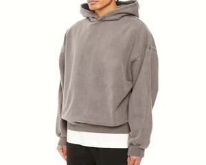 Pull à capuche de haute qualité pour hommes imprimé bouffant 3D personnalisé ourlet brut coupe sans ficelle solide polyester/coton brodé hiver - Product Image 4