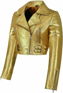 Chaqueta de Motociclista Reversible para Hombre, Delgada, Dorada, Resistente al Viento, de Cuero Laminado, Estilo Clásico, Venta al Por Mayor, Personalizada de Fábrica - Product Image 5