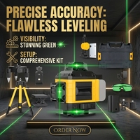 Niveau laser rotatif à ligne croisée 5 points, lumière verte, avec auto-nivellement électronique, haute précision, alimenté par batterie Li-Ion