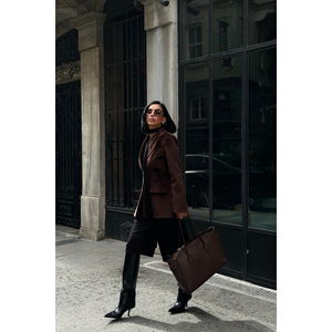 Chaqueta Blazer Marrón de un Solo Botón para Mujer, Marca FOX FABRIC - Product Image 2