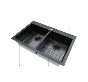 TRIHO TRs-1008 évier de cuisine noir en acier inoxydable Double évier - Product Image 1