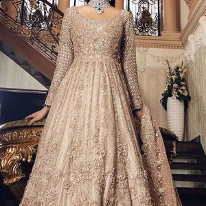 Diseñador Heavy Zari bordado trabajo Anarkali Lehenga Choli 202 algodón con cuentas de cristal y Dabka colección de Año Nuevo - Product Image 1