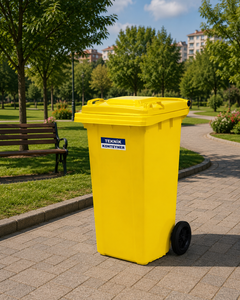 ถังขยะพลาสติก HDPE ขนาด 120 ลิตร ยี่ห้อ Teknik Konteyner รุ่น Eco-Friendly สีเหลือง สำหรับใช้งานกลางแจ้ง ยอดขายดี - Product Image 1