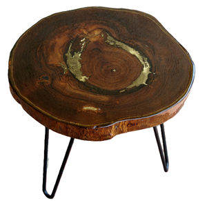 Taburete de madera y resina epoxi, Color rosa de resina, Color de madera natural, recién llegado, taburete de madera hecho a mano - Product Image 4