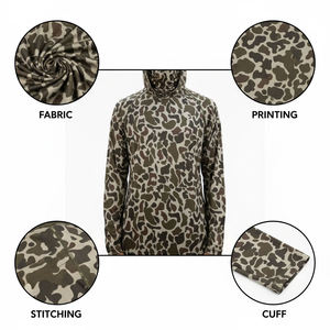 Chemise de pêche à manches longues pour homme, camouflage, à capuche, protection UV, pull-over, anti-UV, séchage rapide, polyester - Product Image 4