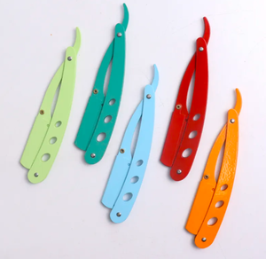 New <b>Style</b> Custom Logo Colorful Barber Manual Classic Fashion Black Straight Edge Safety Razor <b>Hair</b> Shaving Eyebrow Razor - Product Image 6