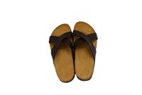 Sandales Homme Moroccan Soul à Semelle Liège, Entresol EVA et Coussin d'Air, à Enfiler, Printemps/Été, Semelle Extérieure en Cuir Véritable, Motif Géométrique