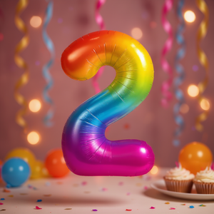 Globo de Fiesta con Número 2 Multicolor de 45 cm, Decoración para Fiestas - Product Image 3