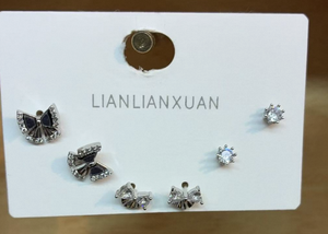 Orecchini a forma di farfalla in argento Lianlianxuan con strass di cristallo per regalo da donna, gioielli di moda - Product Image 3