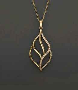 Pendentif en or jaune massif 14 carats personnalisé fait à la main, cadeau de mariage unisexe, incrustation de sertissage de pierres précieuses moissanite et rhodium - Product Image 1