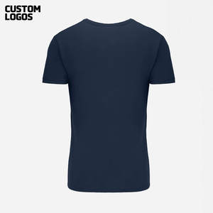 Navy Blue <b>Men</b> <b>V</b> <b>Neck</b> Cotton Jersey Printed Short Sleeve <b>T</b> <b>Shirt</b> - Product Image 2