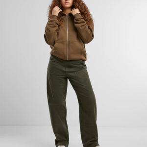 Sweats à capuche en tricot pour femmes, 100% coton, surdimensionnés, fermeture éclair sur le devant, couleur et logo personnalisés - Product Image 5