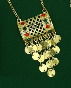 Ensemble de pendentifs à breloques ensemble de bijoux plaqué or indien dubai arabe ensemble de pendentifs boucles d'oreilles collier chaîne pour femmes - Product Image 2