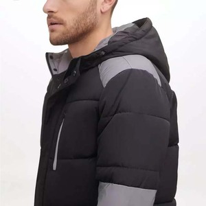 Blouson matelassé à capuche pour homme, personnalisé avec logo, couleur au choix, en tissu toile avec doublure en coton imperméable, fermeture éclair, dernière collection hiver - Product Image 3
