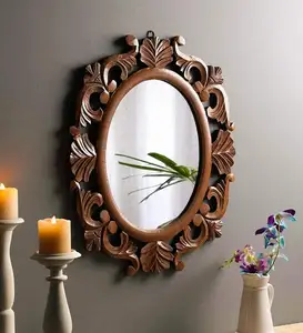 나무 장식 손으로 만든 거울