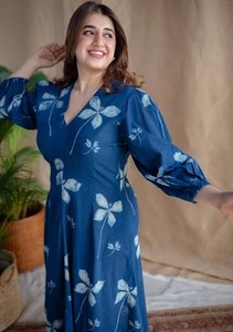 ชุดเดรสผ้าฝ้ายพิมพ์ลายแนวอินเดียน่ารักใหม่ชุดเดรสลำลองงานแฮนด์เมดฤดูร้อนสำหรับเป็นของขวัญวันวาเลนไทน์ - Product Image 4