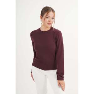 Pull col rond décontracté bordeaux en maille fine – Vente en gros - Product Image 6