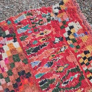 Auténtica Alfombra Marroquí Hecha a Mano, Boucherouite, Estilo Bohemio, Colorida, Vintage, Decoración Artesanal del Atlas - Product Image 1