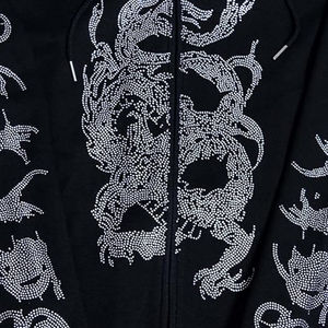 best quality Logo 100% Cotton <b>Rhinestone</b> <b>Hoodie</b> Oem Heavy Weight Oversize Vintage Custom Casual Men <b>Hoodie</b> Wholesale - Product Image 3