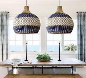 โคมไฟระย้าหวายสานด้วยมือดีไซน์ใหม่ล่าสุดสีฟ้าราชวงศ์โคมไฟเพดานดีไซน์ทันสมัยสำหรับตกแต่งบ้าน - Product Image 3