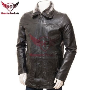 Men's Black Leather <b>Coat</b> - Customized Elegance Tailored to Perfection Men's Black Leather <b>Coat</b> Customized Leather Jacket - Product Image 3