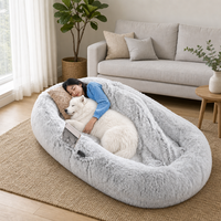 OEM ODM, niche pour animaux de compagnie ovale moderne luxueuse et écologique, matelas en éponge chaud pour l'hiver, couleur unie, lit pour chien et chat
