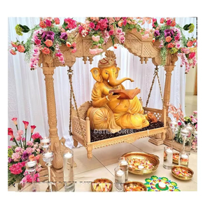 FRP Ganesha en el columpio para decoración de boda Gujarati boda Ganesha decoración de entrada boda hindú Ganesha entrada estatua de fibra - Product Image 5