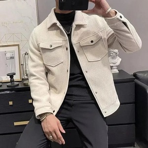 Veste en laine d'hiver pour hommes, revers court, nouveau style, tendance et décontracté, manteau en coton léger - Product Image 2