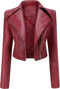 Chaquetas de cuero PU personalizadas para mujer, moda - Product Image 3