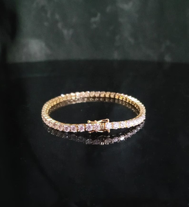 Haute qualité 3mm 4mm 5mm Hip Hop bijoux Moissanite rose diamant Tennis Bracelet 925 or pour hommes femmes usine prix de gros - Product Image 4