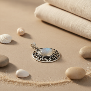 Collier pendentif en argent 925 pour femme avec pierre de lune, plaqué rhodium, chaîne en or 18 carats, diamant et perle, bijoux cadeau - Product Image 1