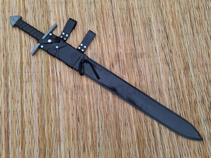 DAMASCO HECHO A MANO PIEL NEGRO MANGO D POMMEL ULFBERTH VIKING SWORD - Product Image 6