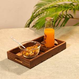 Bandejas artesanales de madera de mango, bandeja de bambú, bandeja de madera para comida - Product Image 4