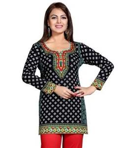 Kurti en coton indien fabriqué à la main pour femmes vêtements ethniques respirants Logo avant impression numérique pour l'été exportation en vrac peu coûteuse - Product Image 5