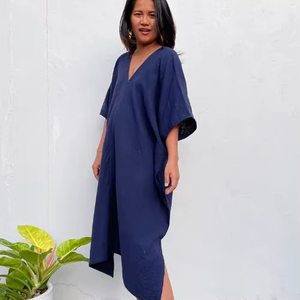 Robe Kaftan Maxi en Coton Double Gaze, Robe Oversize en Coton, Robe d'été décontractée, Robe longue, Cadeau pour elle - Product Image 1