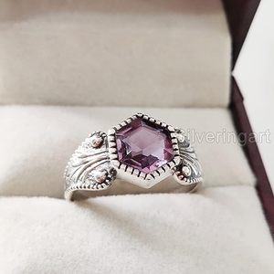 Anillo de Mujer con Piedra Preciosa de Alejandrita Natural, Piedra de Nacimiento de Junio, Anillo Apilable para Aniversario de Bodas, Joyería de Plata de Ley 925 - Product Image 4