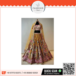 Achetez un lehenga choli de mariée indien exquis avec des paillettes et de la broderie pour un prix réduit - Product Image 4