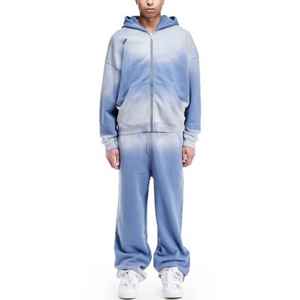 2025 pantalones holgados chándal French Terry 100% algodón chándal de hombre Vintage ácido lavado sol desteñido Puff estampado chándal para hombres - Product Image 5