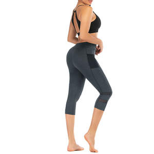 Leggings de sport de yoga d'entraînement de gymnastique de taille élastique de qualité supérieure nouveau pantalon de yoga à carreaux uni haute performance avec dentelle - Product Image 5
