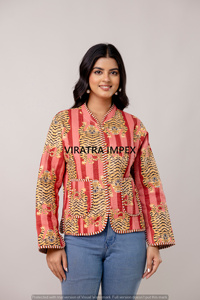 Chaqueta de Tigre de estilo bohemio con estampado de tigre de algodón hecho a mano indio - Product Image 2